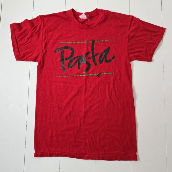 Vintage Single Stitch Pasta Very Tasty Clothes Fork Graphic Red Large - Picture 1 of 4